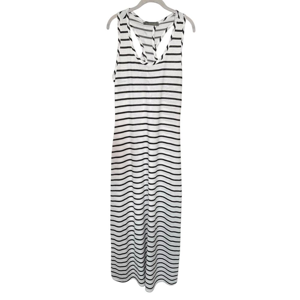 Finn & Clover Black White Striped Racerback Maxi Dress Size Large